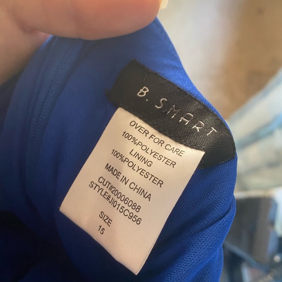 Short navy blue strapless diamond beaded dress - Picture 3 of 3